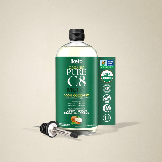 زيت MCT C8 oil من Keppi – نقي عضوي 100% من جوز الهند (16 أونصة) 470 مل