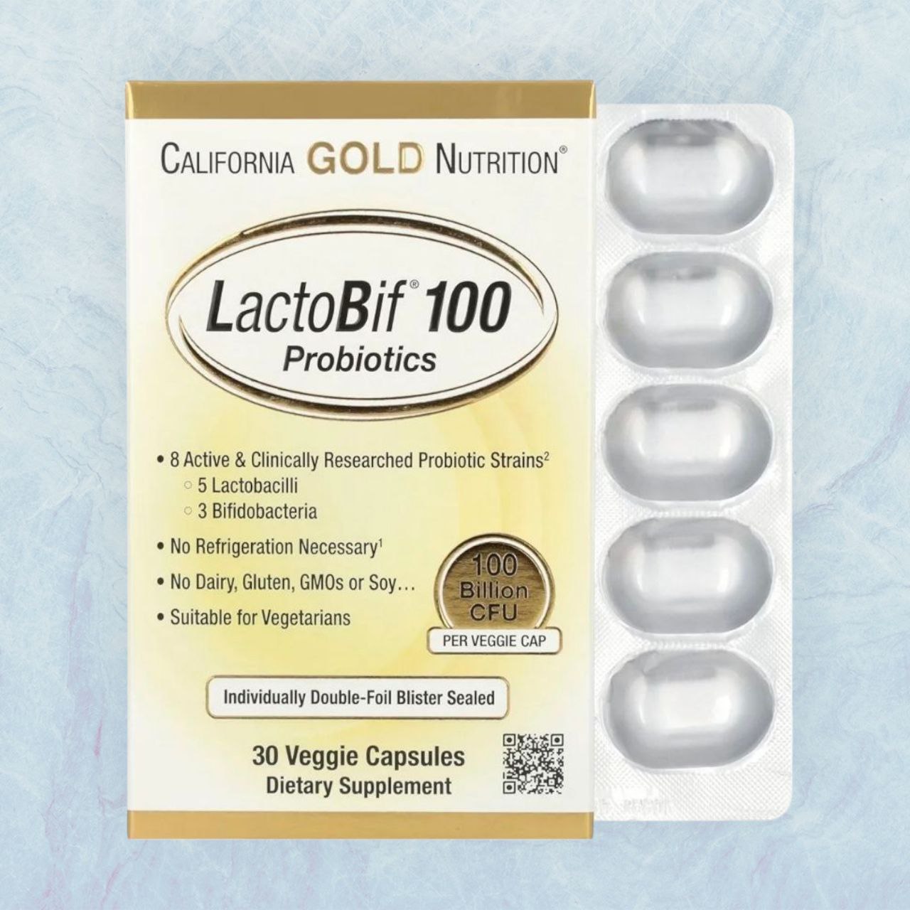 بروبايوتيك  لاكتوبيف، 100 مليار وحدة تشكيل مستعمرة، 30 كبسولة نباتية