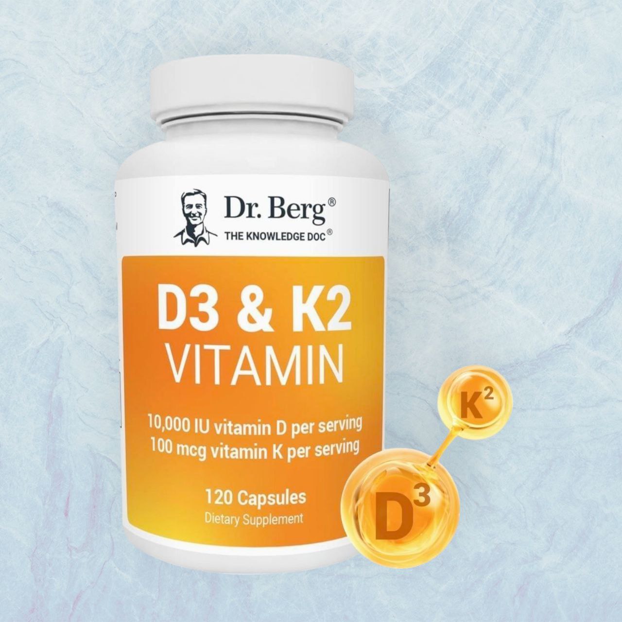 دكتور بيرج فيتامين د3 ك2 10000 وحدة دولية من فيتامين د3،- 120 كبسولة