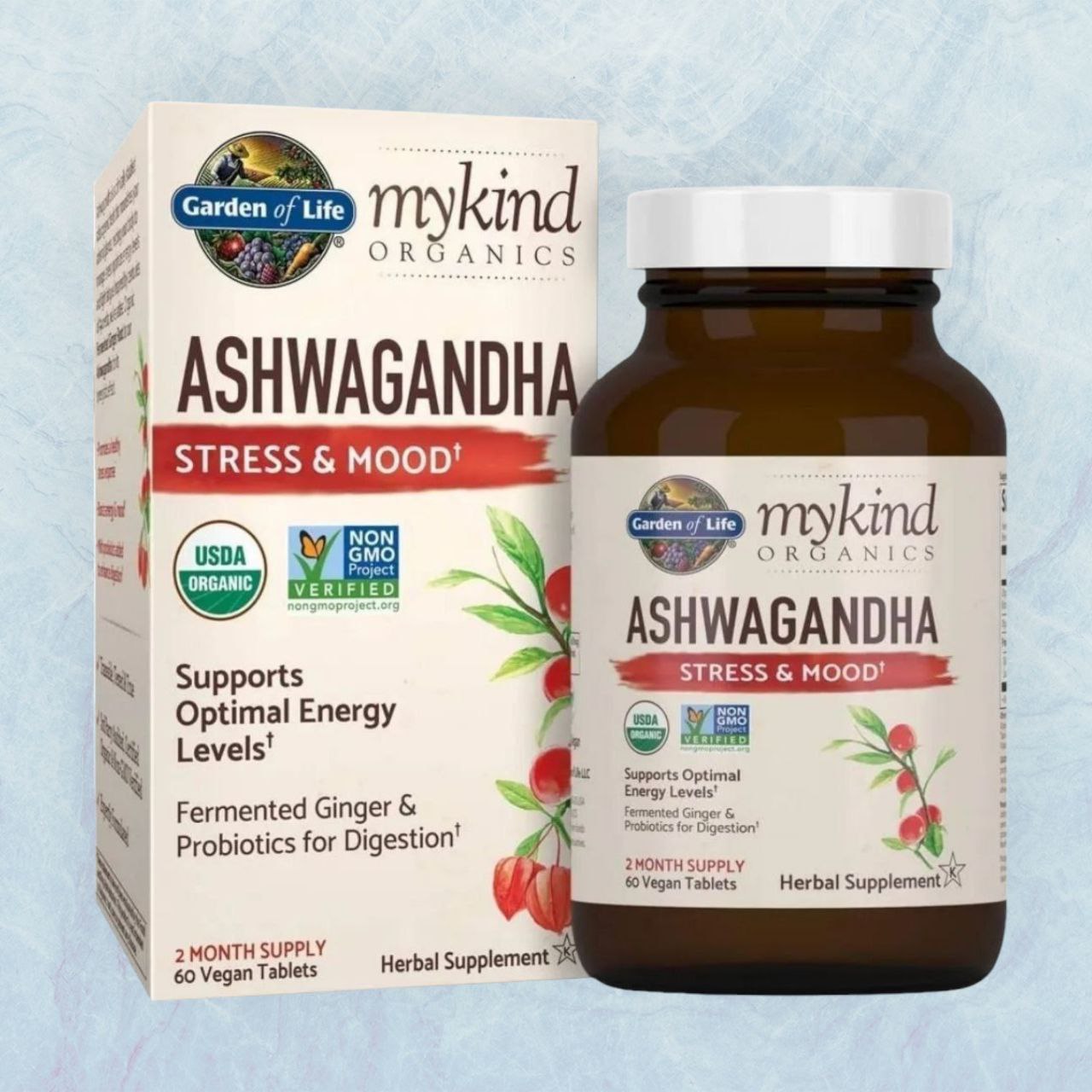 غاردن أوف لايف‏, اشواجندا، لتخفيف التوتر وتحسين المزاج، 60 قرصًا نباتيًا