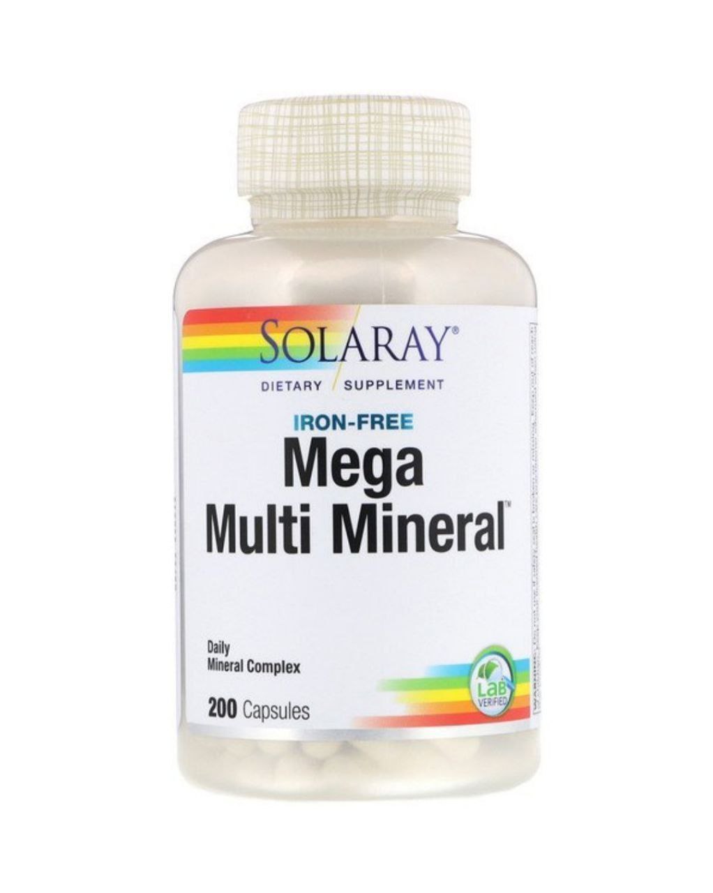 سولارى ميجا ملتى منيرال , Mega Multi Mineral، خالي من الحديد، 200 كبسولة