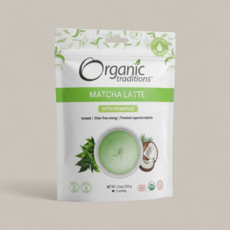 ماتشا لاتيه +بروبايوتيك 150 جرام من اورجانيك ترادشنز