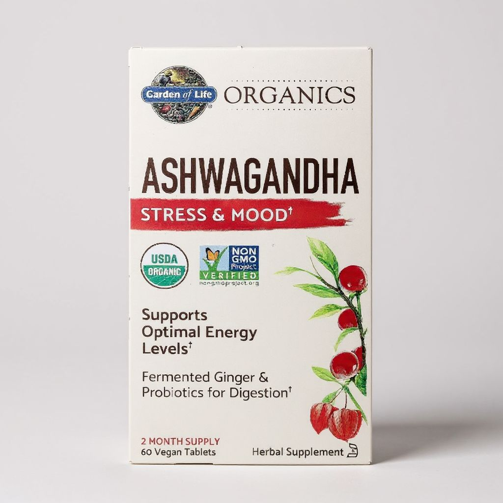 غاردن أوف لايف‏, اشواجندا، لتخفيف التوتر وتحسين المزاج، 60 قرصًا نباتيًا