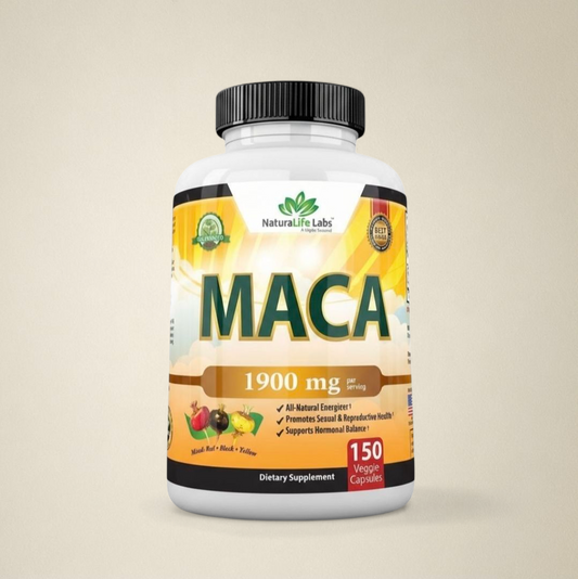 مكمل غذائي بجذور الماكا العضوية السوداء والحمراء والصفراء، عيار 1900 ملجم لكل كبسولة، 150 كبسولة نباتية جيلاتينية بيروفية