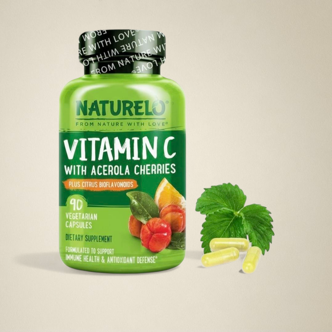 ناتوريلو‏, فيتامين ج مع الكرز الهندي بالإضافة إلى فلافونويدات حيوية حمضية، 90 كبسولة نباتية