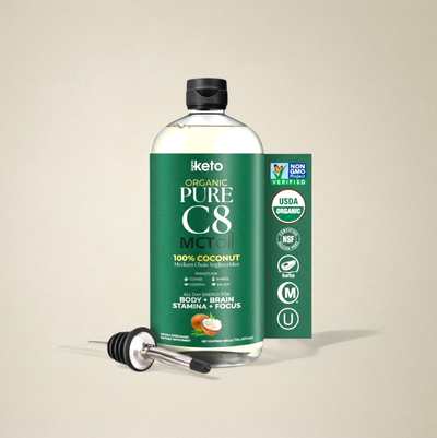 زيت  MCT C8 oil من Keppi – نقي عضوي 100% من جوز الهند (16 أونصة) 470 مل