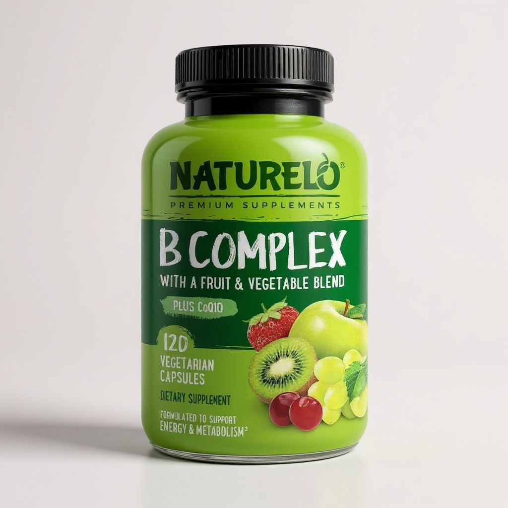 فيتامين ب كومبلكس من NATURELO مع ميثيل ب12، نباتي - 120 كبسولة