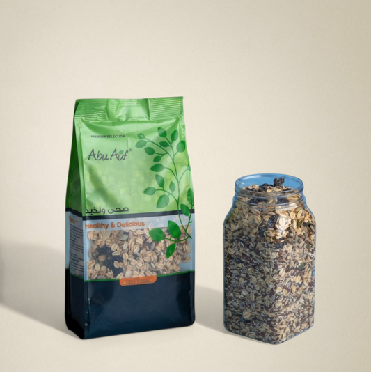 موسلي شوفان بالمكسرات والفواكه المجففة من ابو عوف ، 450 جم